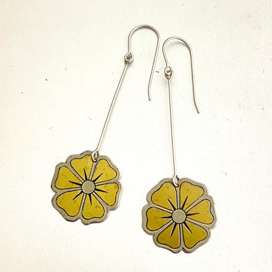 Antique Golden Blossoms Upcycled Tin Earrings