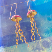 Load image into Gallery viewer, Red with White Dots Jellyfish Tin Earrings