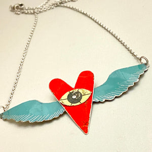 The Heart Sees Scarlet Tin Necklace