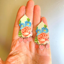 Load image into Gallery viewer, Pink Rose Temple Drop Tin Earrings