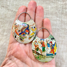Load image into Gallery viewer, Celebration Oval Crescent Tin Earrings
