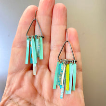 Load image into Gallery viewer, Mixed Turquoises Fringe-y III Tin Earrings