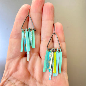 Mixed Turquoises Fringe-y III Tin Earrings