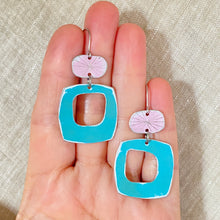 Load image into Gallery viewer, Pale Pink &amp; Cadet Mod Tin Earrings