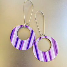 Load image into Gallery viewer, Purple Striped Wide Rings Earrings