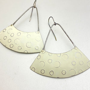 Creamy Circles Wide Fan Tin Earrings