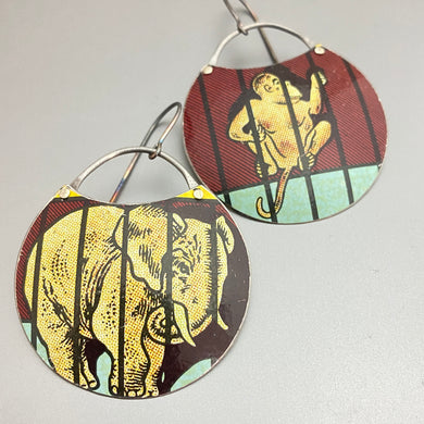 Not My Circus Circle Tin Earrings