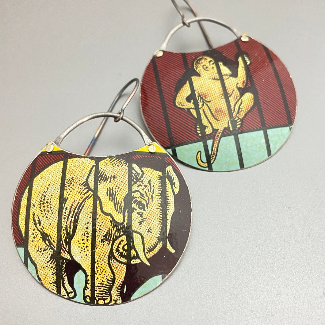 Not My Circus Circle Tin Earrings