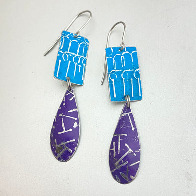 Electric Blue & Purple Droplets Earrings