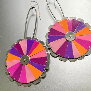 Rave Mandala Purples Tin Earrings