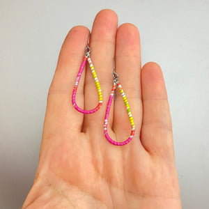 Tie Dye Wrapped Teardrops Upcycled Tin Earrings