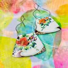 Load image into Gallery viewer, Vintage Blossoms Tin Big Wide Fan Earrings