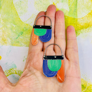 Bright Etched Arches Tin Earrings