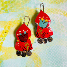 Load image into Gallery viewer, Dutch Tulip Temple Drop Tin Earrings