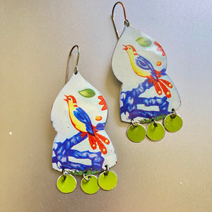 Fancy Birds Drop Tin Earrings