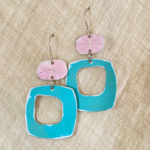 Load image into Gallery viewer, Pale Pink &amp; Cadet Mod Tin Earrings