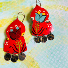 Load image into Gallery viewer, Dutch Tulip Temple Drop Tin Earrings