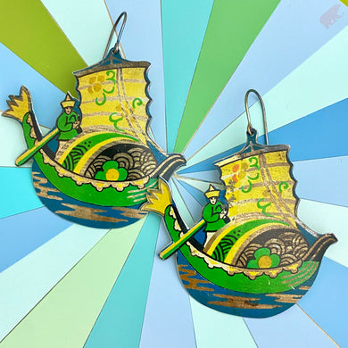 Chinese Junk Tin Earrings