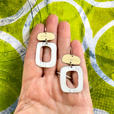 Ecru & White Upcycled Tin Earrings