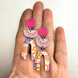 Mixed Pinks Angels Tin Earrings