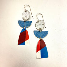 Load image into Gallery viewer, Slate Blue Sunrays Angels Tin Earrings