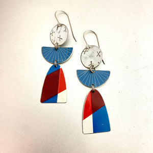 Slate Blue Sunrays Angels Tin Earrings