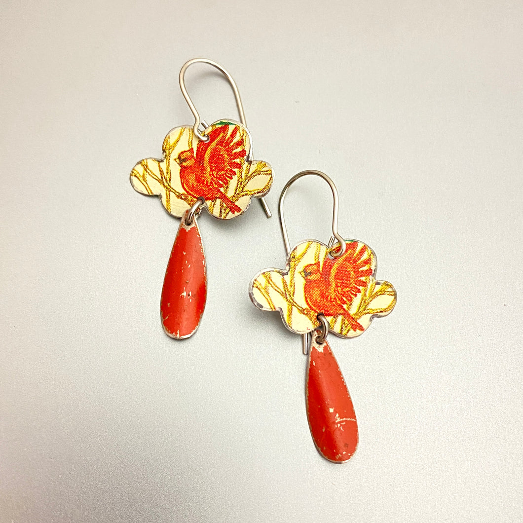 Cardinal Tiny Clouds Tin Earrings