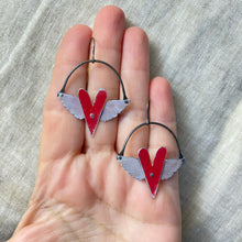 Load image into Gallery viewer, Winged Hearts Tin Earrings