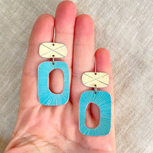 Load image into Gallery viewer, Mod Ecru &amp; Cadet Blue Tin Earrings