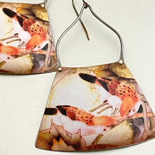 Load image into Gallery viewer, Bird Pair Wide Fan Tin Earrings