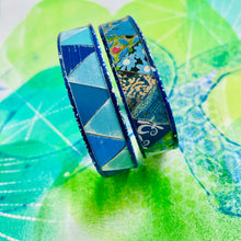 Load image into Gallery viewer, Vintage Blues Triangles Tesserae Tin Cuff