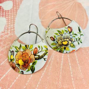 Beautiful Blossom Circles Upcycled Tin Earrings