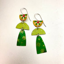 Load image into Gallery viewer, Mixed Greens Patterned Angels Tin Earrings