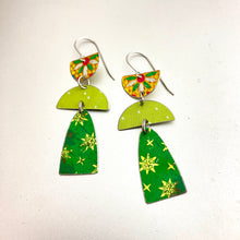 Load image into Gallery viewer, Mixed Greens Patterned Angels Tin Earrings