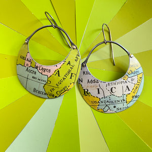 RESERVED Uganda Crescent Circles Tin Earrings