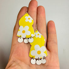 Load image into Gallery viewer, Mod Posies on Sunshine Temple Drop Tin Earrings