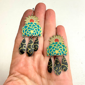 Vintage Stylized Flowers Chandelier Earrings