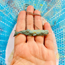 Load image into Gallery viewer, Golden Lattice Whale Upcycled Tin Necklace