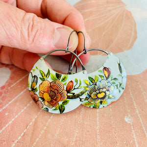 Beautiful Blossom Circles Upcycled Tin Earrings