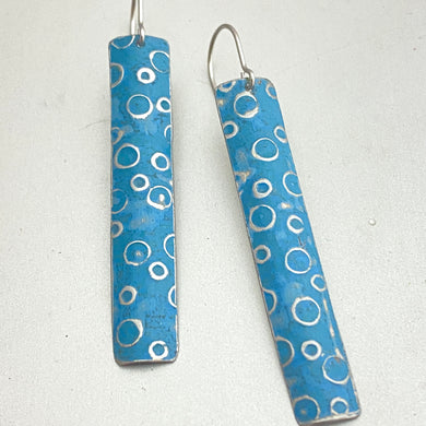 Circle-y Sky Blue Long Rectangle Earrings