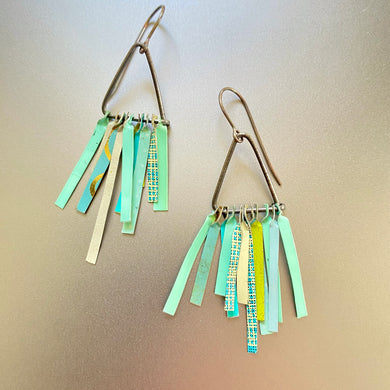 Mixed Turquoises Fringe-y III Tin Earrings