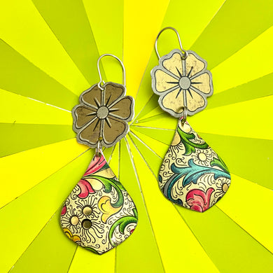 Golden Blossom & Florentine Pattern Earrings