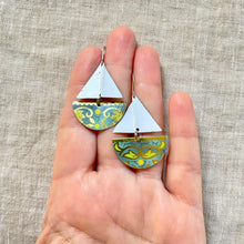Load image into Gallery viewer, Vintage Blue Sailboat Earrings