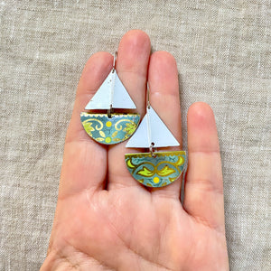 Vintage Blue Sailboat Earrings