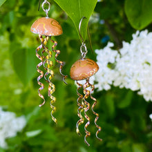 Load image into Gallery viewer, Peachy Metallics Jellyfish Tin Earrings