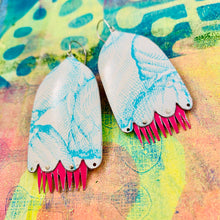 Load image into Gallery viewer, Turquoise and Pink Fantasy Flowers Tin Earrings