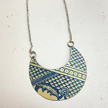 Load image into Gallery viewer, Patterned Crescent Upcycled Tin Necklace