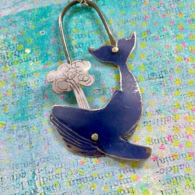 Dark Blue Humpback Whale Exhale Tin Necklace