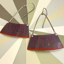 Load image into Gallery viewer, Maroon Maze Tin Earrings