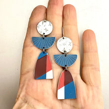 Load image into Gallery viewer, Slate Blue Sunrays Angels Tin Earrings